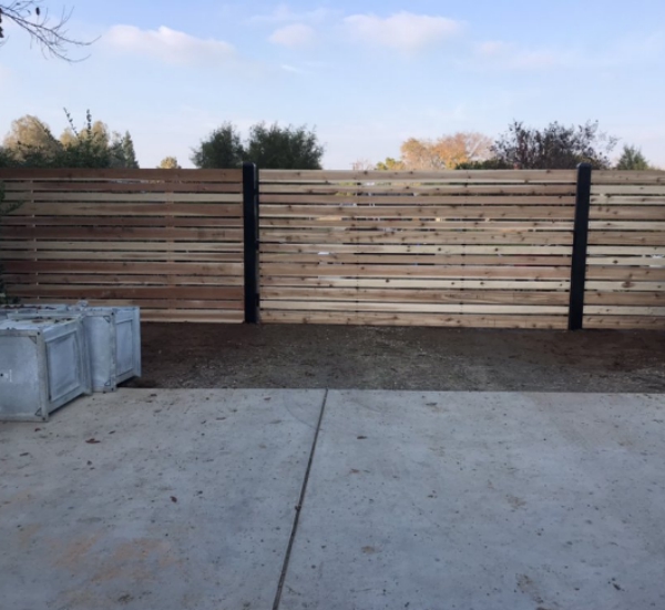 horizontal cedar wood fence Fresno